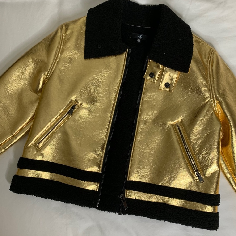 Missguided metallic gold moto jacket